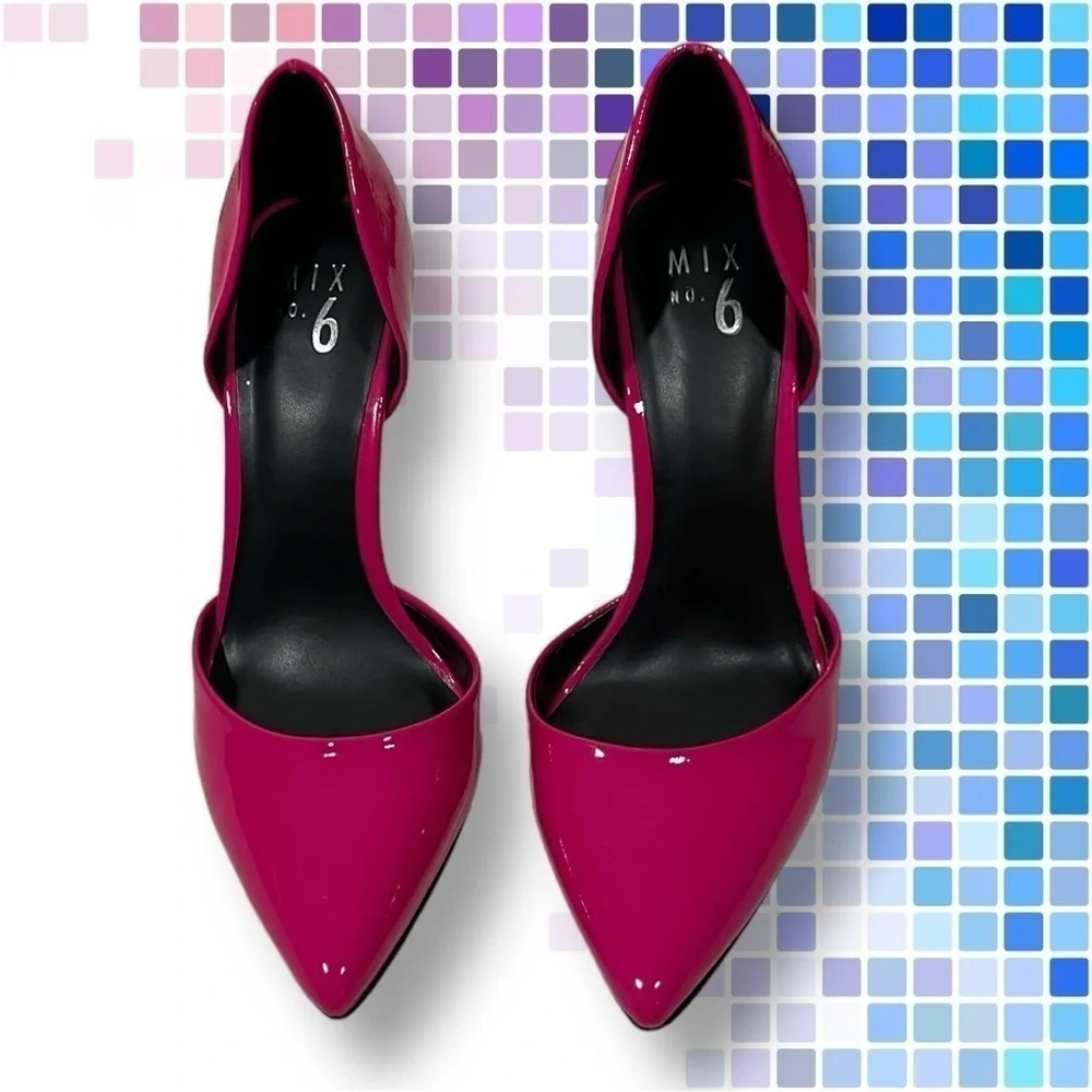 Mix No. 6 Dawnira Pump Hot Pink Patent Faux Leather Stiletto Size 10m